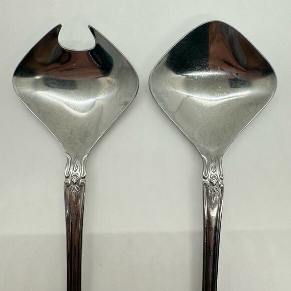 Springtime 2pc Stainless Salad Serving Set Utensils Flatware Fork Spoon Japan - Picture 2 of 6